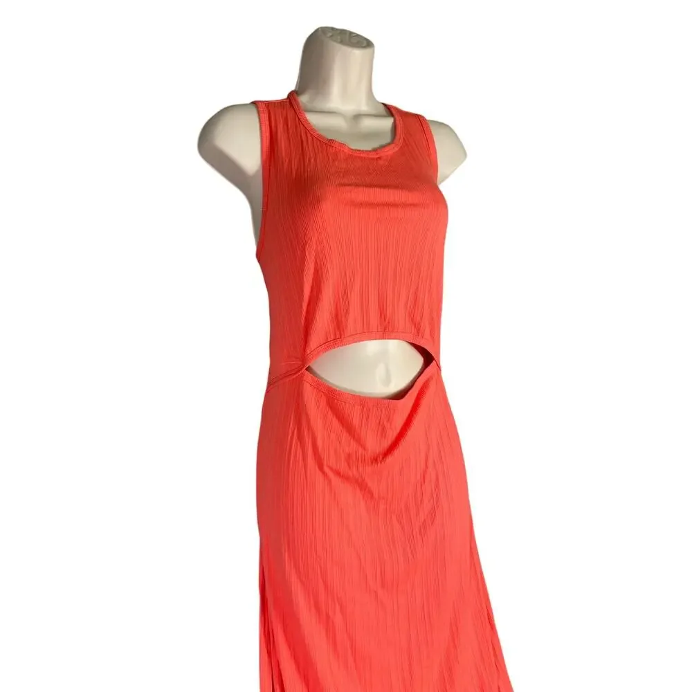 Fashion Nova‎ Women's 1X Orange Cutout Ribbed Bodycon Midi Dress Sleeveless - Picture 3 of 9